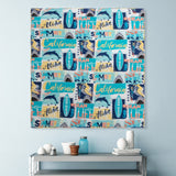 Greenland Home Fashion Blanket for Bed Couch Sofa Wave Rider Quilted Reversible Throw Blanket - Blue 50x60"