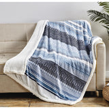 Plazatex Anissa with Sherpa Plush Decorative All Season Plum Throw Blanket 50" x 60" Blue