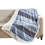 Plazatex Anissa with Sherpa Plush Decorative All Season Plum Throw Blanket 50" x 60" Blue