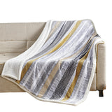 Plazatex Brea with Sherpa Plush Decorative All Season Plum Throw Blanket 50" x 60" Grey