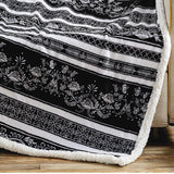 Plazatex Odelia with Sherpa Plush Decorative All Season Plum Throw Blanket 50" x 60" Black
