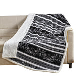 Plazatex Odelia with Sherpa Plush Decorative All Season Plum Throw Blanket 50" x 60" Black