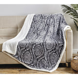 Plazatex Gracey with Sherpa Plush Decorative All Season Plum Throw Blanket 50" x 60" Grey