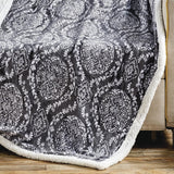 Plazatex Gracey with Sherpa Plush Decorative All Season Plum Throw Blanket 50" x 60" Grey