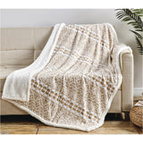 Plazatex Tala with Sherpa Plush Decorative All Season Plum Throw Blanket 50" x 60" Beige