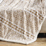Plazatex Tala with Sherpa Plush Decorative All Season Plum Throw Blanket 50" x 60" Beige
