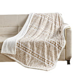 Plazatex Tala with Sherpa Plush Decorative All Season Plum Throw Blanket 50" x 60" Beige