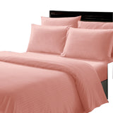 Plazatex Dobby Stripe Luxurious Ultra Soft Moisture Wicking Solid Color 6 Pieces Sheet Set Blush