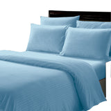 Plazatex Dobby Stripe Luxurious Ultra Soft Moisture Wicking Solid Color 6 Pieces Sheet Set Blue