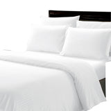 Plazatex Dobby Stripe Luxurious Ultra Soft Moisture Wicking Solid Color 6 Pieces Sheet Set White