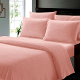 Plazatex Dobby Stripe Luxurious Ultra Soft Moisture Wicking Solid Color 6 Pieces Sheet Set Blush
