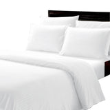 Plazatex Dobby Stripe Luxurious Ultra Soft Moisture Wicking Solid Color 6 Pieces Sheet Set White