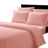 Plazatex Dobby Stripe Luxurious Ultra Soft Moisture Wicking Solid Color 6 Pieces Sheet Set Blush