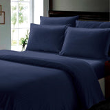 Plazatex Dobby Stripe Luxurious Ultra Soft Moisture Wicking Solid Color 6 Pieces Sheet Set Navy