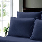 Plazatex Dobby Stripe Luxurious Ultra Soft Moisture Wicking Solid Color 6 Pieces Sheet Set Navy