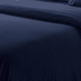 Plazatex Dobby Stripe Luxurious Ultra Soft Moisture Wicking Solid Color 6 Pieces Sheet Set Navy