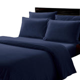 Plazatex Dobby Stripe Luxurious Ultra Soft Moisture Wicking Solid Color 6 Pieces Sheet Set Navy