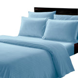 Plazatex Dobby Stripe Luxurious Ultra Soft Moisture Wicking Solid Color 6 Pieces Sheet Set Blue
