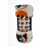 Plazatex Pumpkins & Cats plush Decorative Halloween Machine Washable Throw 50" X 60" Grey