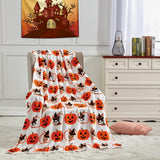 Plazatex Pumpkins & Cats plush Decorative Halloween Machine Washable Throw 50" X 60" Grey