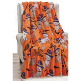 Plazatex Halloween Cats plush Decorative Halloween Machine Washable Throw 50" X 60" Orange