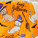 Plazatex Halloween Cats plush Decorative Halloween Machine Washable Throw 50" X 60" Orange