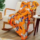Plazatex Halloween Cats plush Decorative Halloween Machine Washable Throw 50" X 60" Orange