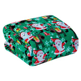 Plazatex Green Joyful Santa plush Decorative Christmas Machine Washable Throw 50" X 60" Green