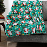 Plazatex Green Joyful Santa plush Decorative Christmas Machine Washable Throw 50" X 60" Green