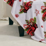 Plazatex Rustic Truck plush Decorative Christmas Machine Washable Throw 50" X 60" Red