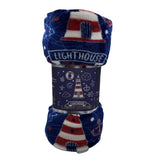 Plazatex Lighthouse plush Decorative Machine Washable Throw 50" X 60" Blue