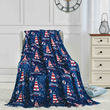 Plazatex Lighthouse plush Decorative Machine Washable Throw 50" X 60" Blue