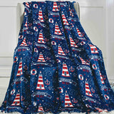 Plazatex Lighthouse plush Decorative Machine Washable Throw 50" X 60" Blue