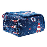 Plazatex Lighthouse plush Decorative Machine Washable Throw 50" X 60" Blue