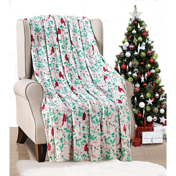 Plazatex Cardinal plush Decorative Machine Washable Throw 50" x 60" White