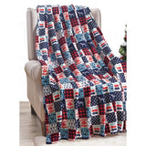 Plazatex Firefighter Patchwork Decorative Machine Washable Throw 50" x 60" Red, White & Blue