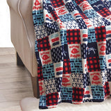 Plazatex Firefighter Patchwork Decorative Machine Washable Throw 50" x 60" Red, White & Blue