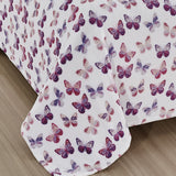Plazatex Luxurious Ultra Soft Lightweight Rose Butterfly Printed Bed Blanket White/Purple