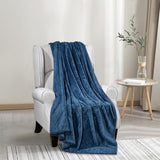 Plazatex Chevron Plush All Season Decorative Throw Blanket 50" x 70" Navy