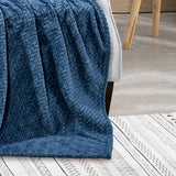 Plazatex Chevron Plush All Season Decorative Throw Blanket 50" x 70" Navy