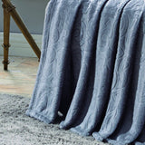 Plazatex Dama Embossed Decorative Super Soft Throw Blanket for Sleep/Decor 2 Pack 50" x 60" Grey