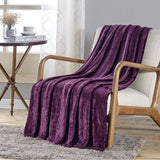 Plazatex Dama Embossed Decorative Super Soft Throw Blanket for Sleep/Decor 2 Pack 50" x 60" Plum
