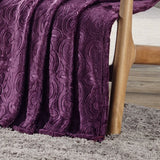 Plazatex Dama Embossed Decorative Super Soft Throw Blanket for Sleep/Decor 2 Pack 50" x 60" Plum
