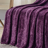 Plazatex Dama Embossed Decorative Super Soft Throw Blanket for Sleep/Decor 2 Pack 50" x 60" Plum
