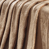 Plazatex Dama Embossed Decorative Super Soft Throw Blanket for Sleep/Decor 2 Pack 50" x 60" Taupe