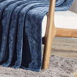 Plazatex Dama Embossed Decorative Super Soft Throw Blanket for Sleep/Decor 2 Pack 50" x 60" Oxford Blue