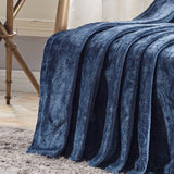 Plazatex Dama Embossed Decorative Super Soft Throw Blanket for Sleep/Decor 2 Pack 50" x 60" Oxford Blue