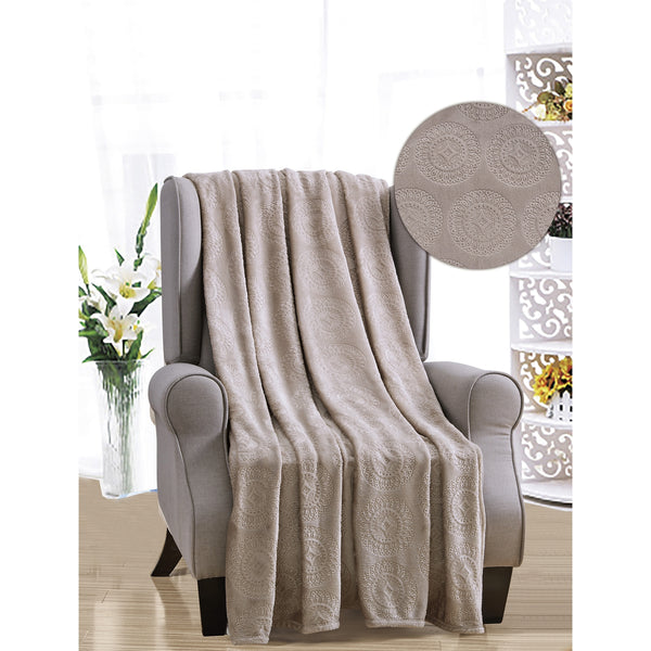 Plazatex Caesar Embossed Decorative Super Soft Throw Blanket for Sleep/Decor 2 P