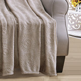 Plazatex Caesar Embossed Decorative Super Soft Throw Blanket for Sleep/Decor 2 Pack 50" x 60" Taupe