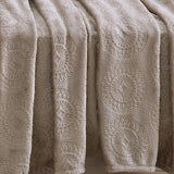 Plazatex Caesar Embossed Decorative Super Soft Throw Blanket for Sleep/Decor 2 Pack 50" x 60" Taupe